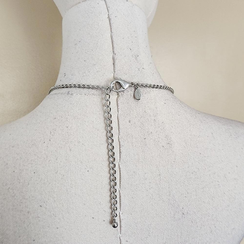 Silver Abstract Stone Necklace - Picture 6 of 7